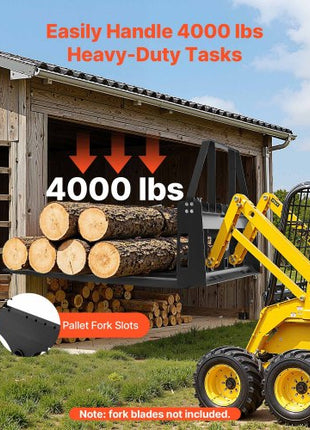 Skid Steer Pallet Fork Frame, 4000 lbs Rated Capacity, 45-inch Pallet Fork Frame Attachments with 2-inch Hitch Receiver & Spear Sleeves, Fit for Quick Attach Tractor Loaders, Frame Only