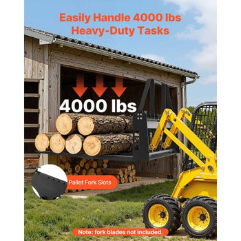 Skid Steer Pallet Fork Frame, 4000 lbs Rated Capacity, 45-inch Pallet Fork Frame Attachments with 2-inch Hitch Receiver & Spear Sleeves, Fit for Quick Attach Tractor Loaders, Frame Only