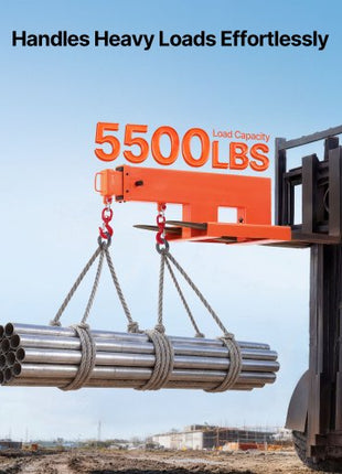 Forklift Jib Boom Crane, 5500 lbs Capacity, Forklift Mobile Crane Lifting Hoist with 2 Hooks, Manual Telescopic 47.2-73.5 in, Boom Attachment Towing Handling Equipment for Warehouse & Factories