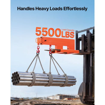 Forklift Jib Boom Crane, 5500 lbs Capacity, Forklift Mobile Crane Lifting Hoist with 2 Hooks, Manual Telescopic 47.2-73.5 in, Boom Attachment Towing Handling Equipment for Warehouse & Factories