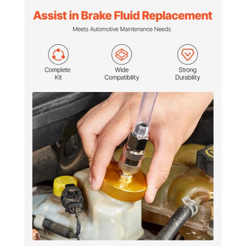 Brake Master Bleeder Kit, 17 Pcs, Professional Brake Bleeder Adapter Set with Complete Kit & Handle, Durable Brake Bleeder Adapter for Brake Fluid Filling Fit for Most New & Old Vehicles