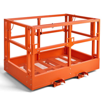 Mesh Telehandler Work Platform, 48 x 73.9 Inch, Man Safety Basket, 2000 lbs Capacity, Forklift Telehandler Attachment, Safety Cage, Heavy Duty Carbon Steel, for Most Aerial Jobs Lifting Loader