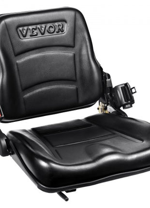 Universal Forklift Seat, Fold Down Tractor Seat with Adjustable Angle Back, Micro Switch and Retractable Seatbelt, 6.3-13.4 inch Slot Forklift Seat for Tractor Loader Excavator