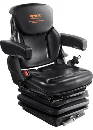 Universal Tractor seat Suspension, Fold Down Forklift Seat with Adjustable Angle Back, Micro Switch, Seatbelt and Armrests, 3-level Shock Absorption Tractor Seat for Tractor Loader Excavator