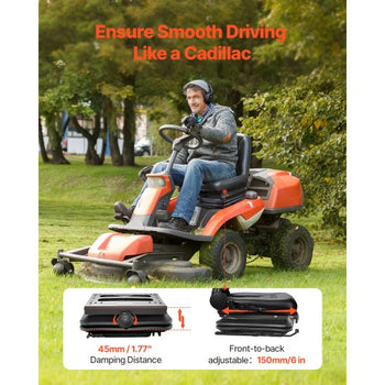Seat Suspension Kit With Seat Slider Track, Universal Seat Suspension with Dust Cover, 6in Front-to-Back Adjustable, Tractor Seat Suspension ýKit for Zero Turn Lawn Mower, Forklift