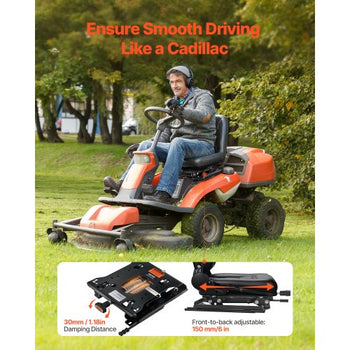 Seat Suspension Kit with Seat Slider Track, Universal Air Ride Seat Suspension for Zero Turn Lawn Mower,  6in Front-to-Back Adjustable, Tractor Seat Suspension ýKit for Forklift, Bulldozers