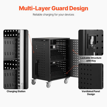 Charging Cart, 32 Device Mobile Charging Station, Up to 15.6 in Screen Size, Office and Classroom Mobile Charging Cart, for Chromebook, Tablet and Laptop
