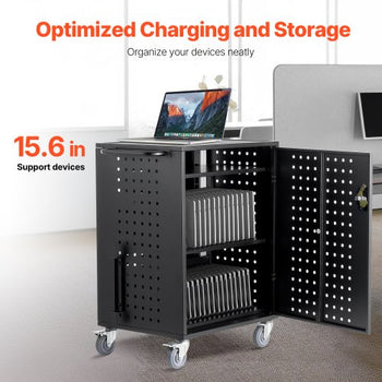 Charging Cart, 36 Device Mobile Charging Station, Up to 15.6 in Screen Size, Office and Classroom Mobile Charging Cart, for Chromebook, Tablet and Laptop