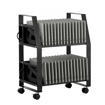 Laptop Charging Cart, 32 Devices Mobile Open Charging Station with Wheels, for Tablet and Laptop Up to 15.6 in Screen Size, Easy Access Slots, Surge Control, for Office, Classroom, Library