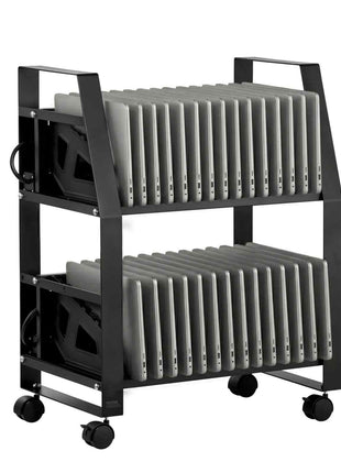 Laptop Charging Cart, 32 Devices Mobile Open Charging Station with Wheels, for Tablet and Laptop Up to 15.6 in Screen Size, Easy Access Slots, Surge Control, for Office, Classroom, Library