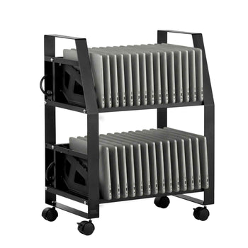 Laptop Charging Cart, 32 Devices Mobile Open Charging Station with Wheels, for Tablet and Laptop Up to 15.6 in Screen Size, Easy Access Slots, Surge Control, for Office, Classroom, Library