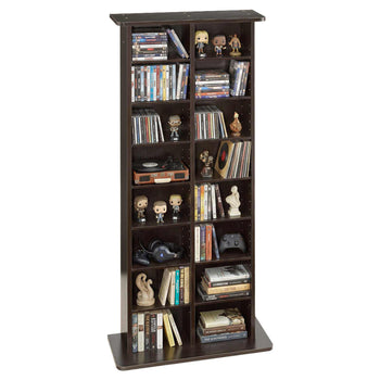 Media Storage Cabinet, 8-Tier DVD Shelf Organizer, 22.01 x 8.74 x 50.98 in Multimedia Storage Organizer for CDs, DVDs, Books and Games, CD Shelf for Living Room, Home Office, Recording Room