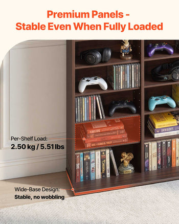 Media Storage Cabinet, 12-Tier DVD Shelf Organizer, 40.08 x 9.09 x 71.26 in Multimedia Storage Organizer for CDs, DVDs, Books and Games, CD Shelf for Living Room, Home Office, Recording Room