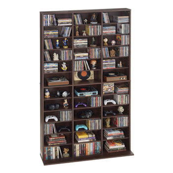 Media Storage Cabinet, 12-Tier DVD Shelf Organizer, 40.08 x 9.09 x 71.26 in Multimedia Storage Organizer for CDs, DVDs, Books and Games, CD Shelf for Living Room, Home Office, Recording Room