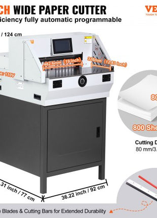 Electric Paper Cutter, Heavy Duty Paper Trimmer 19" /482.6mm Cutting Width, 3.14"/80mm Cutting Thickness, Electric  Paper Cutting Machine with 7" Touchscreen Numerical Control Function