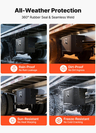 Underbody Truck Tool Box, 18 x 12 x 14 Inch Heavy Duty Steel Trailer Storage Box with Lock & Keys, Waterproof Trailer Storage Organizer Under Body Chest with T-Handle for Truck, Van, SUV, Black