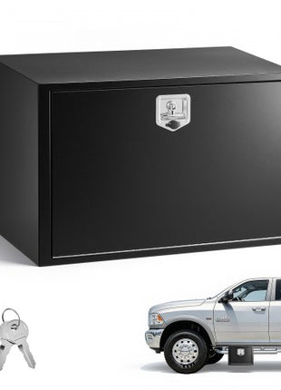 Underbody Truck Tool Box, 36 x 24 x 24 Inch Heavy Duty Steel Trailer Storage Box with Lock & Keys, Waterproof Trailer Storage Organizer Under Body Chest with T-Handle for Truck, Van, SUV, Black