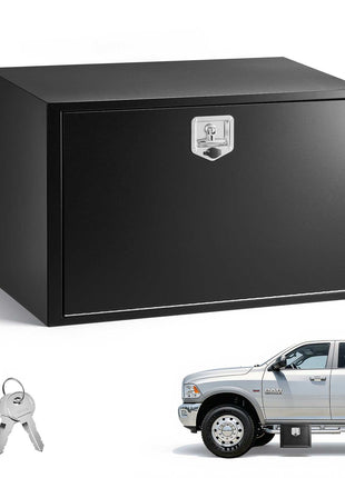 Underbody Truck Tool Box, 36 x 24 x 24 Inch Heavy Duty Steel Trailer Storage Box with Lock & Keys, Waterproof Trailer Storage Organizer Under Body Chest with T-Handle for Truck, Van, SUV, Black