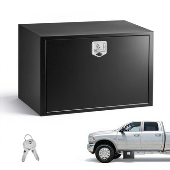 Underbody Truck Tool Box, 36 x 24 x 24 Inch Heavy Duty Steel Trailer Storage Box with Lock & Keys, Waterproof Trailer Storage Organizer Under Body Chest with T-Handle for Truck, Van, SUV, Black