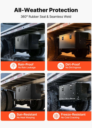Underbody Truck Tool Box, 48 x 18 x 18 Inch Heavy Duty Steel Trailer Storage Box with Lock & Keys, Waterproof Trailer Storage Organizer Under Body Chest with T-Handle for Truck, Van, SUV, Black
