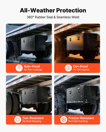 Underbody Truck Tool Box, 48 x 18 x 18 Inch Heavy Duty Steel Trailer Storage Box with Lock & Keys, Waterproof Trailer Storage Organizer Under Body Chest with T-Handle for Truck, Van, SUV, Black