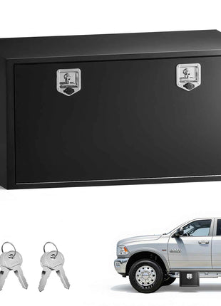 Underbody Truck Tool Box, 48 x 24 x 24 Inch Heavy Duty Steel Trailer Storage Box with Lock & Keys, Waterproof Trailer Storage Organizer Under Body Chest with T-Handle for Truck, Van, SUV, Black