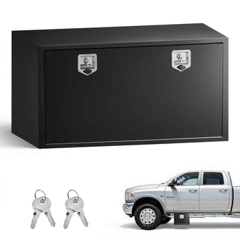 Underbody Truck Tool Box, 48 x 24 x 24 Inch Heavy Duty Steel Trailer Storage Box with Lock & Keys, Waterproof Trailer Storage Organizer Under Body Chest with T-Handle for Truck, Van, SUV, Black