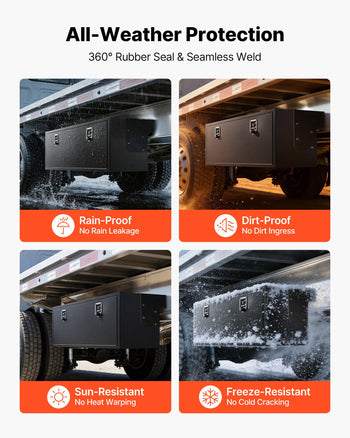 Underbody Truck Tool Box, 60 x 18 x 18 Inch Heavy Duty Steel Trailer Storage Box with Lock & Keys, Waterproof Trailer Storage Organizer Under Body Chest with T-Handle for Truck, Van, SUV, Black