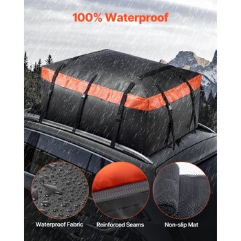 Car Rooftop Cargo Carrier Bag, 20 Cubic Feet Roof Cargo Carrier, Heavy Duty 840D PVC 100% Waterproof Car Roof Luggage Bag for All Vehicle with/without Rack- with Lock, Anti-Slip Mat, 6 Door Hook