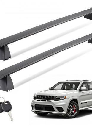 Roof Rack Cross Bars, Fits Jeep Grand Cherokee 2011-2021 (With Grooved Side Rails), 200 LBS Capacity, Lockable Heavy Duty Aluminum Crossbar Racks Roof Rail Rooftop Luggage Canoe