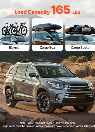 Cross Bars Roof Racks, 165lbs Capacity, Compatible with Toyota Highlander 2014-2019 XLE, Limited, SE with Flush Roof Rails, Heavy Duty Aluminum Crossbar Racks Roof Rail Rooftop Luggage Canoe