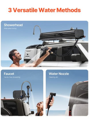 Roof Rack Water Tank, 4 Gal, Multi-Dispensing Outdoor Tank with 2 Splash-Guard Panels & T-slot, High-Capacity Aluminum Tank with Pressurization Port, Fit for Trunks, Roll Bars, Crossbars