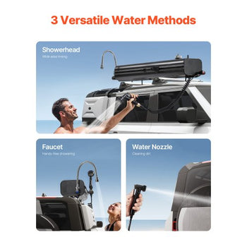 Roof Rack Water Tank, 4 Gal, Multi-Dispensing Outdoor Tank with 2 Splash-Guard Panels & T-slot, High-Capacity Aluminum Tank with Pressurization Port, Fit for Trunks, Roll Bars, Crossbars