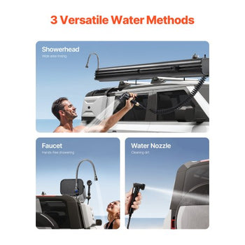 Roof Rack Water Tank, 7 Gal, Multi-Dispensing Outdoor Tank with 2 Splash-Guard Panels & T-slot, High-Capacity Aluminum Tank with Pressurization Port, Fit for Trunks, Roll Bars, Crossbars
