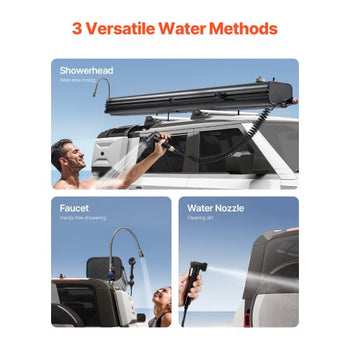 Roof Rack Water Tank, 8 Gal, Multi-Dispensing Outdoor Tank with 2 Splash-Guard Panels & T-slot, High-Capacity Aluminum Tank with Pressurization Port, Fit for Trunks, Roll Bars, Crossbars
