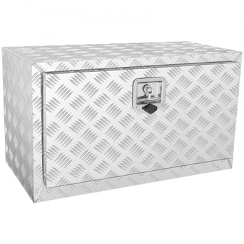 Underbody Truck Box, 30"×14"×16" Pickup Storage Box, Heavy Duty Aluminum Diamond Plate Tool Box with Lock and Keys, Waterproof Trailer Storage Box with T-Handle Latch for Truck, Van, Trailer