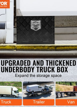 Underbody Truck Box, 18" x 12" x 14" Pickup Storage Box, Heavy Duty Aluminum Diamond Plate Tool Box with Lock and Keys, Waterproof Trailer Storage Box with T-Handle Latch for Truck, Van, Trailer