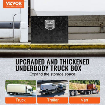 Underbody Truck Box, 18" x 12" x 14" Pickup Storage Box, Heavy Duty Aluminum Diamond Plate Tool Box with Lock and Keys, Waterproof Trailer Storage Box with T-Handle Latch for Truck, Van, Trailer