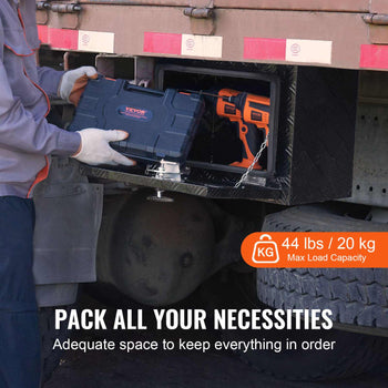 Underbody Truck Box, 18" x 12" x 14" Pickup Storage Box, Heavy Duty Aluminum Diamond Plate Tool Box with Lock and Keys, Waterproof Trailer Storage Box with T-Handle Latch for Truck, Van, Trailer