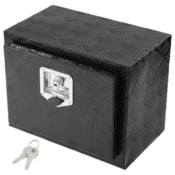 Underbody Truck Box, 18" x 12" x 14" Pickup Storage Box, Heavy Duty Aluminum Diamond Plate Tool Box with Lock and Keys, Waterproof Trailer Storage Box with T-Handle Latch for Truck, Van, Trailer