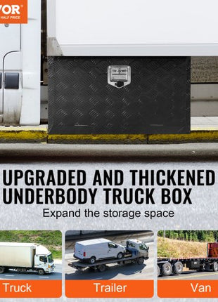 Underbody Truck Box, 30" x 17" x 18" Pickup Storage Box, Heavy Duty Aluminum Diamond Plate Tool Box with Lock and Keys, Waterproof Trailer Storage Box with T-Handle Latch for Truck, Van, Trailer
