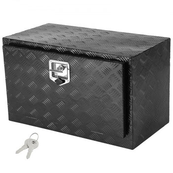 Underbody Truck Box, 30" x 17" x 18" Pickup Storage Box, Heavy Duty Aluminum Diamond Plate Tool Box with Lock and Keys, Waterproof Trailer Storage Box with T-Handle Latch for Truck, Van, Trailer
