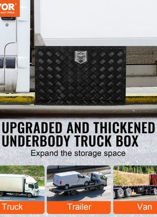 Underbody Truck Box, 36" x 24" x 24" Pickup Storage Box, Heavy Duty Aluminum Diamond Plate Tool Box with Lock and Keys, Waterproof Trailer Storage Box with T-Handle Latch for Truck, Van, Trailer