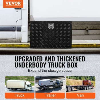 Underbody Truck Box, 36" x 24" x 24" Pickup Storage Box, Heavy Duty Aluminum Diamond Plate Tool Box with Lock and Keys, Waterproof Trailer Storage Box with T-Handle Latch for Truck, Van, Trailer
