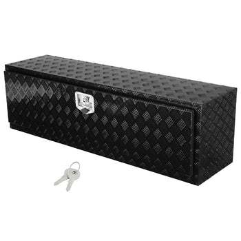 Underbody Truck Box, 60" x 17" x 18" Pickup Storage Box, Heavy Duty Aluminum Diamond Plate Tool Box with Lock and Keys, Waterproof Trailer Storage Box with T-Handle Latch for Truck, Van, Trailer