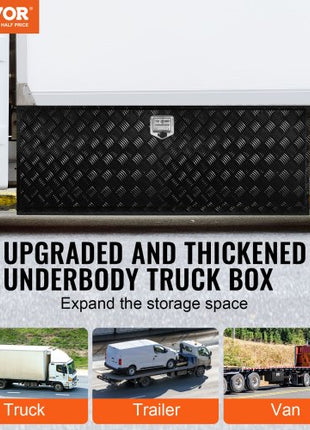 Underbody Truck Box, 60" x 24" x 24" Pickup Storage Box, Heavy Duty Aluminum Diamond Plate Tool Box with Lock and Keys, Waterproof Trailer Storage Box with T-Handle Latch for Truck, Van, Trailer