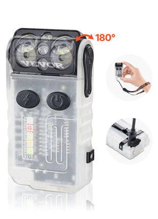 Rechargeable Keychain Flashlight, Mini LED Flashlight with 13 Lighting Modes, Portable Pocket Flashlight with Clip, Magnetic Tail & 180° Rotating Head for Everyday Carry, Camping, Emergencies