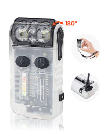 Rechargeable Keychain Flashlight, Mini LED Flashlight with 13 Lighting Modes, Portable Pocket Flashlight with Clip, Magnetic Tail & 180° Rotating Head for Everyday Carry, Camping, Emergencies