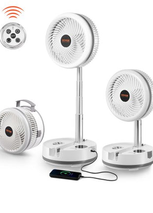 10 inch Portable Foldable Rechargeable Oscillating Fan, 3-in-1 Battery Operated with Remote Control, Quiet Desk/Table Pedestal Fan, 9 Speeds,90-degree Auto Left/Right Rotation,for Home,Office