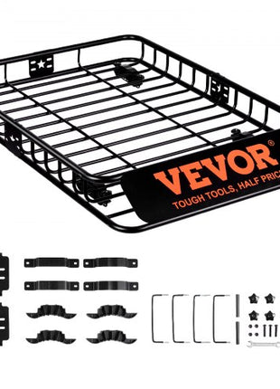 Roof Rack Cargo Basket, 46" x 36" x 4.5" Rooftop Cargo Carrier, Heavy-duty 200 LBS Capacity Universal Roof Rack Basket, Luggage Holder for SUV, Truck, Vehicle